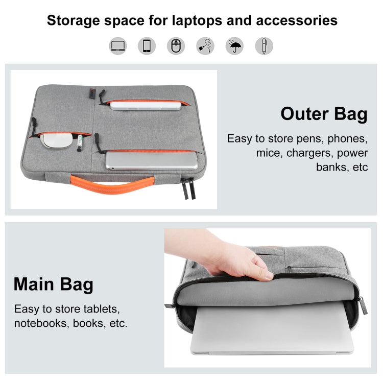 HAWEEL 13.0 inch Sleeve Case Zipper Briefcase Laptop Handbag For Macbook, Samsung, Lenovo Thinkpad, Sony, DELL Alienware, CHUWI, ASUS, HP, 13 inch -13.5 inch Laptops(Grey) - 13.3 inch by HAWEEL | Online Shopping South Africa | PMC TechLife | Buy Now Pay Later Mobicred