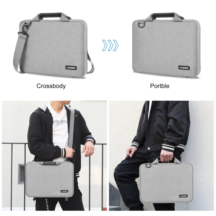 HAWEEL 15.0 inch -16.0 inch Briefcase Crossbody Laptop Bag For Macbook, Lenovo Thinkpad, ASUS, HP(Grey) - 15 inch by HAWEEL | Online Shopping South Africa | PMC TechLife | Buy Now Pay Later Mobicred