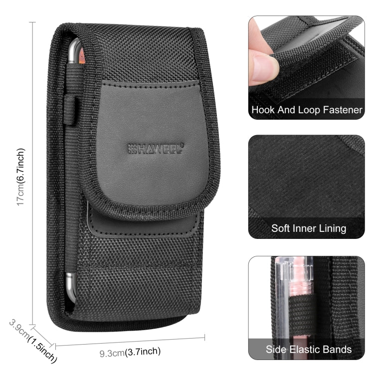 HAWEEL 4.7-6.1 inch Nylon Cloth Phone Belt Clip Carrying Pouch with Card Slot (Black) - free shipping - PMC TechLife - Order now!