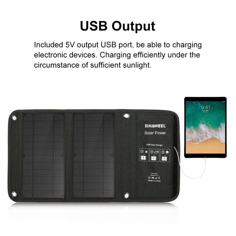 HAWEEL 14W Foldable Solar Panel Charger with 5V / 2.4A Max Dual USB Ports - Charger by HAWEEL | Online Shopping South Africa | PMC Jewellery