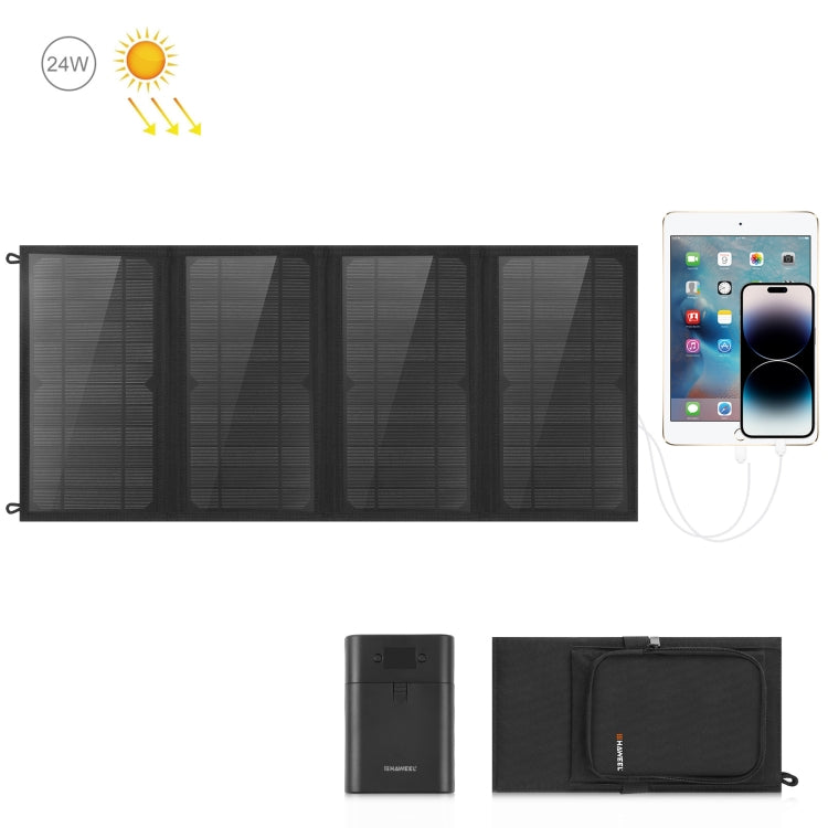 HAWEEL 24W 4 Panels Foldable Solar Panel Charger Bag with 5V / 3.1A Max Dual USB Ports, Support QC3.0 and AFC - Charger by HAWEEL | Online Shopping South Africa | PMC Jewellery | Buy Now Pay Later Mobicred