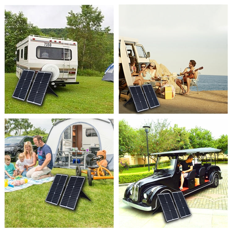 HAWEEL Portable 20W Monocrystalline Silicon Solar Power Panel Charger, with USB Port & Holder & Tiger Clip, Support QC3.0 and AFC(Black) - Charger by HAWEEL | Online Shopping South Africa | PMC TechLife | Buy Now Pay Later Mobicred