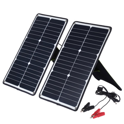 HAWEEL 2 PCS 20W Monocrystalline Silicon Solar Power Panel Charger, with USB Port & Holder & Tiger Clip, Support QC3.0 and AFC(Black) - Charger by HAWEEL | Online Shopping South Africa | PMC Jewellery | Buy Now Pay Later Mobicred