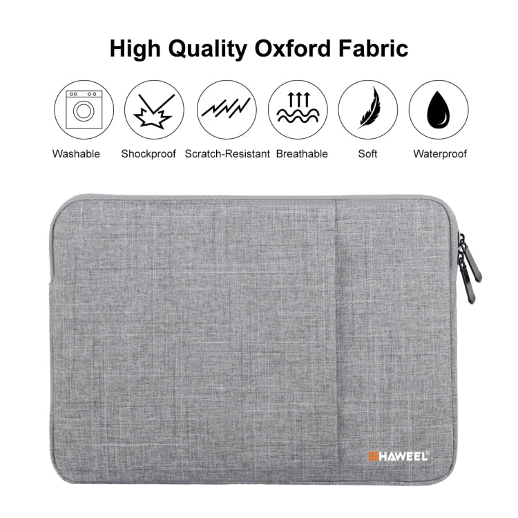 HAWEEL 15.0 inch Sleeve Case Zipper Briefcase Laptop Carrying Bag, For Macbook, Samsung, Lenovo, Sony, DELL Alienware, CHUWI, ASUS, HP, 15 inch and Below Laptops(Grey) - 15 inch by HAWEEL | Online Shopping South Africa | PMC TechLife | Buy Now Pay Later Mobicred