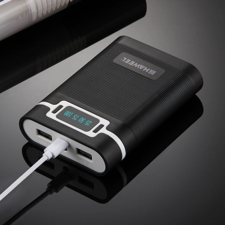 HAWEEL DIY 4 x 18650 Battery (Not Included) 10000mAh Power Bank Shell Box with 2 x USB Output & Display for iPhone, Galaxy, Sony, HTC, Google, Huawei, Xiaomi, Lenovo and other Smartphones(Black) - Power Bank Box by HAWEEL | Online Shopping South Africa | PMC TechLife | Buy Now Pay Later Mobicred