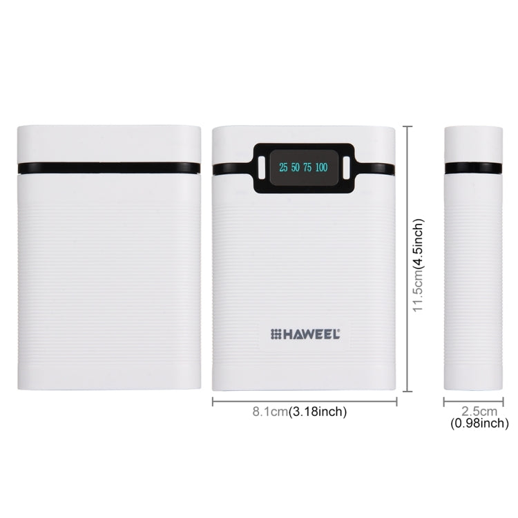HAWEEL DIY 4 x 18650 Battery (Not Included) 10000mAh Power Bank Shell Box with 2 x USB Output & Display for iPhone, Galaxy, Sony, HTC, Google, Huawei, Xiaomi, Lenovo and other Smartphones(White) - free shipping - PMC TechLife - Order now!