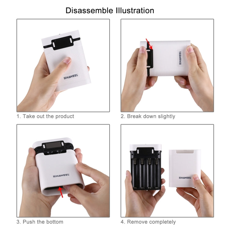 HAWEEL DIY 4 x 18650 Battery (Not Included) 10000mAh Power Bank Shell Box with 2 x USB Output & Display for iPhone, Galaxy, Sony, HTC, Google, Huawei, Xiaomi, Lenovo and other Smartphones(White) - free shipping - PMC TechLife - Order now!