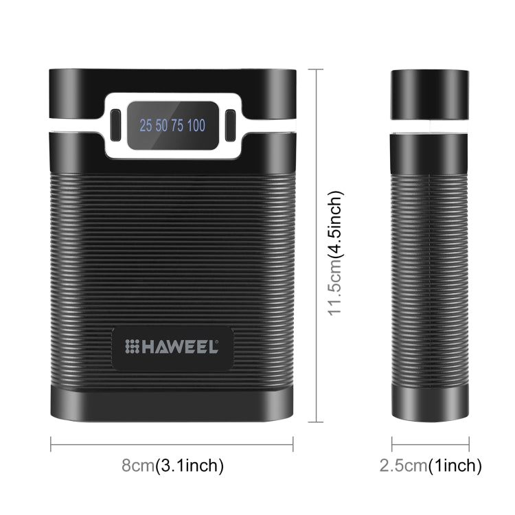 HAWEEL DIY 4x 18650 Battery (Not Included) 10000mAh Dual-way QC Charger Power Bank Shell Box with 2x USB Output & Display, Support PD / QC / SCP / FCP / AFC / PPS / PE (Black) - Power Bank Box by HAWEEL | Online Shopping South Africa | PMC Jewellery | Buy Now Pay Later Mobicred