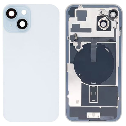 For iPhone 15 Plus Glass Battery Back Cover with Flash Bracket + Wireless Charging Module(Blue) - Back Cover by PMC Jewellery | Online Shopping South Africa | PMC Jewellery | Buy Now Pay Later Mobicred