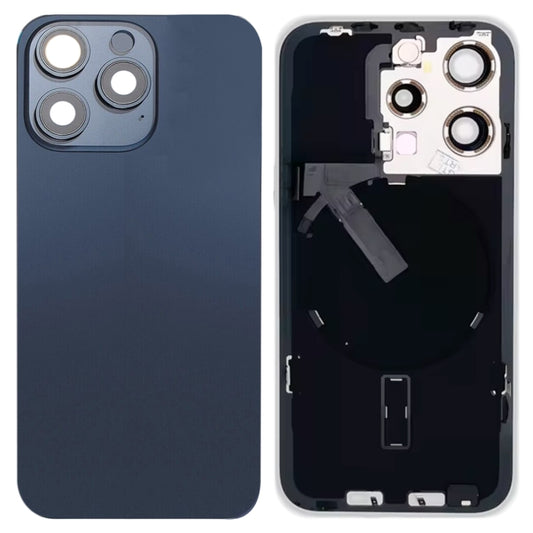 For iPhone 15 Pro Glass Battery Back Cover with Flash Bracket + Wireless Charging Module(Blue) - Back Cover by PMC Jewellery | Online Shopping South Africa | PMC Jewellery | Buy Now Pay Later Mobicred