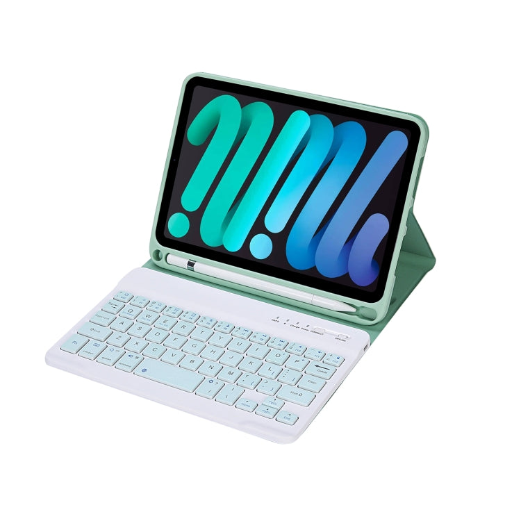 C06B Ultra-thin Candy Colors Bluetooth Keyboard Tablet Case for iPad mini 6 / mini 7 , with Stand & Pen Slot (Green) - free shipping - PMC Jewellery - Order now!