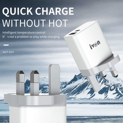 IVON AD52 18W USB-C / Type-C + USB Dual Port PD Fast Charge(US Plug) - USB Charger by IVON | Online Shopping South Africa | PMC Jewellery | Buy Now Pay Later Mobicred