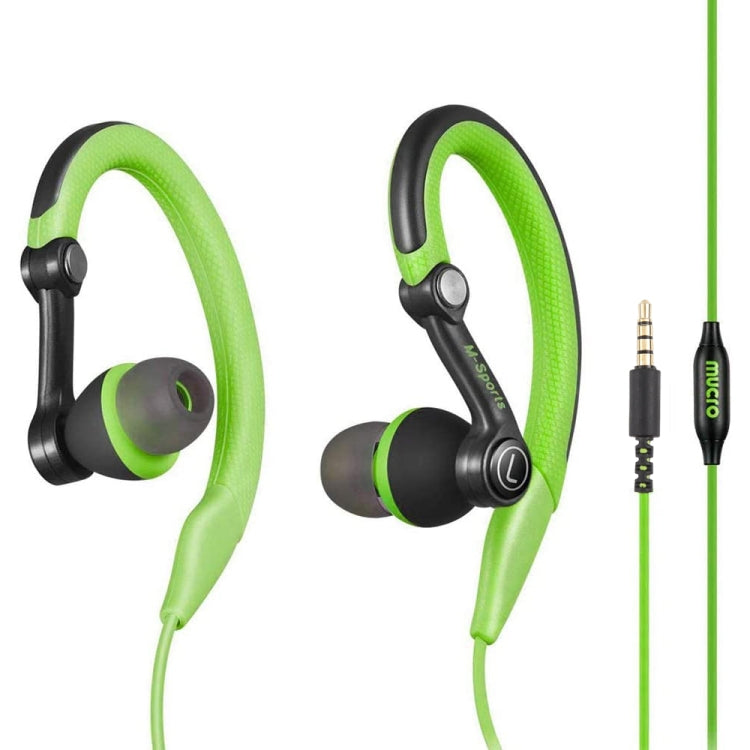 Mucro MB-232 Running In-Ear Sport Earhook Wired Stereo Headphones for Jogging Gym(Green) - Sport Earphone by Mucro | Online Shopping South Africa | PMC TechLife | Buy Now Pay Later Mobicred