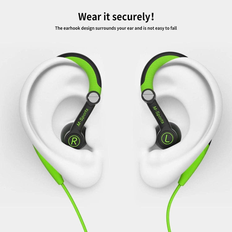 Mucro MB-232 Running In-Ear Sport Earhook Wired Stereo Headphones for Jogging Gym(Green) - Sport Earphone by Mucro | Online Shopping South Africa | PMC TechLife | Buy Now Pay Later Mobicred