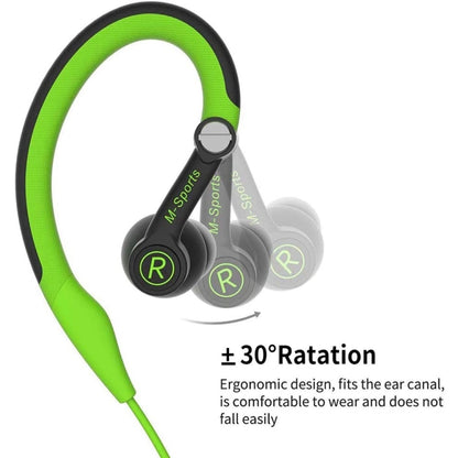 Mucro Type-C Plug In-Ear Sport Earhook Wired Stereo Headphones for Jogging Gym (Green) - Type-C Earphone by Mucro | Online Shopping South Africa | PMC Jewellery | Buy Now Pay Later Mobicred