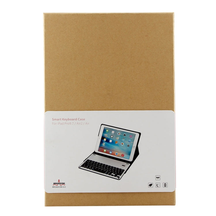 FT-1038B Detachable Bluetooth 3.0 Aluminum Alloy Keyboard + Lambskin Texture Leather Tablet Case for iPad Air / Air 2 / iPad Pro 9.7 inch, with Water Repellent / Three-gear Angle Adjustment / Magnetic / Sleep Function (Black) - For iPad Pro by PMC TechLife | Online Shopping South Africa | PMC TechLife