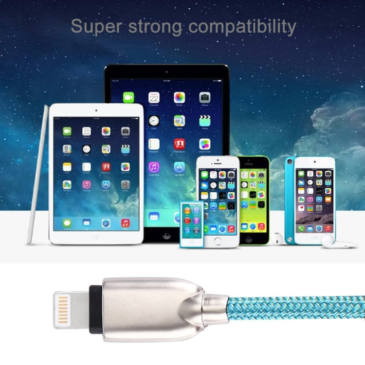 1m Woven 108 Copper Cores 8 Pin to USB Data Sync Charging Cable for iPhone, iPad(Blue) - Normal Style Cable by PMC Jewellery | Online Shopping South Africa | PMC Jewellery | Buy Now Pay Later Mobicred