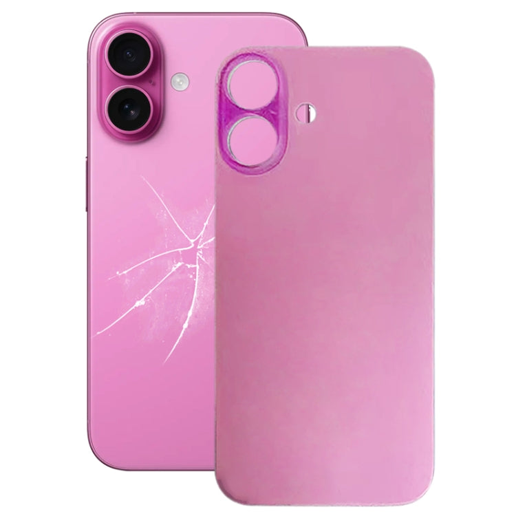 For iPhone 16 Plus Easy Replacement Big Camera Hole Glass Back Battery Cover(Pink) -  by PMC Jewellery | Online Shopping South Africa | PMC Jewellery | Buy Now Pay Later Mobicred