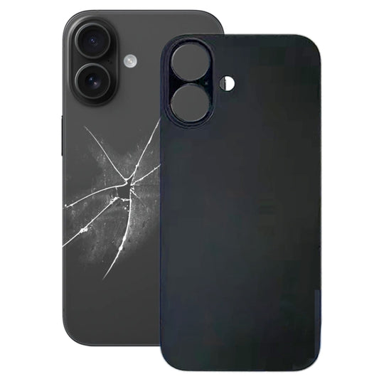 For iPhone 16 Easy Replacement Big Camera Hole Glass Back Battery Cover(Black) -  by PMC Jewellery | Online Shopping South Africa | PMC Jewellery | Buy Now Pay Later Mobicred