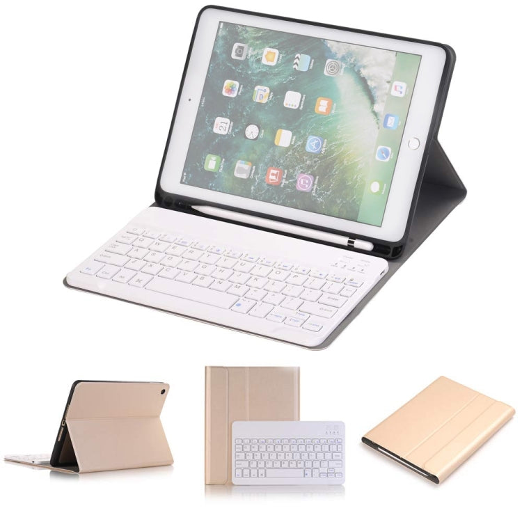 Detachable Bluetooth Keyboard + Horizontal Flip Leather Tablet Case with Holder & Pencil Holder for iPad Pro 9.7 inch, iPad Air, iPad Air 2, iPad 9.7 inch (2017), iPad 9.7 inch (2018) (Gold) - free shipping - PMC TechLife - Order now!