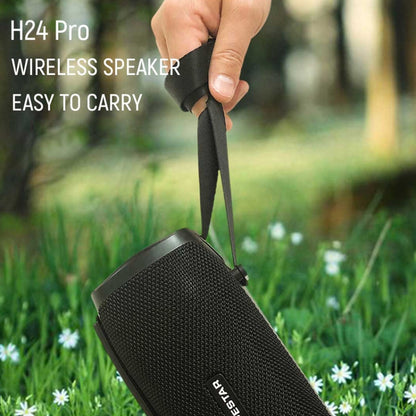 HOPESTAR H24 Pro TWS Portable Outdoor Waterproof Woven Textured Bluetooth Speaker with Rhythm Light, Support Hands-free Call & U Disk & TF Card & 3.5mm AUX & FM (Black) - Desktop Speaker by HOPESTAR | Online Shopping South Africa | PMC Jewellery | Buy Now Pay Later Mobicred