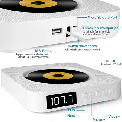 The Second Generation Portable Digital Display Bluetooth Speaker CD Player with Remote Control (White) - DVD & LCD Player by PMC Jewellery | Online Shopping South Africa | PMC Jewellery | Buy Now Pay Later Mobicred