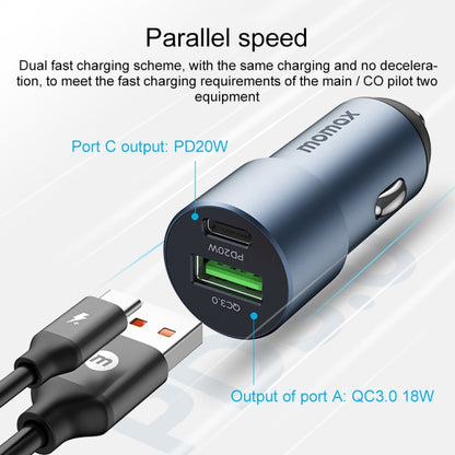 MOMAX UC15 38W PD + QC3.0 Dual Ports Car Charger - Car Charger by MOMAX | Online Shopping South Africa | PMC Jewellery | Buy Now Pay Later Mobicred