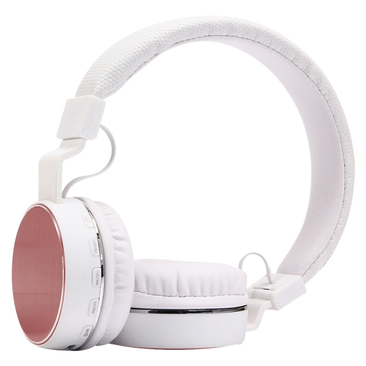 SH-16 Headband Folding Stereo Wireless Bluetooth Headphone Headset, Support 3.5mm Audio & Hands-free Call & TF Card &FM, for iPhone, iPad, iPod, Samsung, HTC, Sony, Huawei, Xiaomi and other Audio Devices(Rose Gold) - Headset & Headphone by PMC TechLife | Online Shopping South Africa | PMC TechLife | Buy Now Pay Later Mobicred