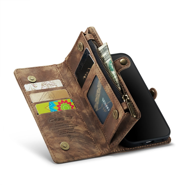 CaseMe for  iPhone 8 & 7  Multifunctional Leather Billfold with Detachable Magnetic PC Back Protective Case & Holder & 10 Card Slots & 3 Cash Slots & 1 Zipper Wallet & 2 Photo Frames & 3 Magnetic Clasps(Coffee) - More iPhone Cases by CaseMe | Online Shopping South Africa | PMC Jewellery | Buy Now Pay Later Mobicred