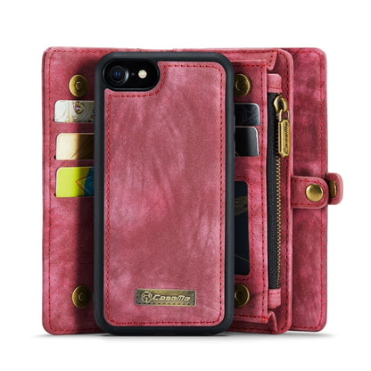 CaseMe for  iPhone 8 & 7  Multifunctional Leather Billfold with Detachable Magnetic PC Back Protective Case & Holder & 10 Card Slots & 3 Cash Slots & 1 Zipper Wallet & 2 Photo Frames & 3 Magnetic Clasps(Red) - More iPhone Cases by CaseMe | Online Shopping South Africa | PMC Jewellery | Buy Now Pay Later Mobicred