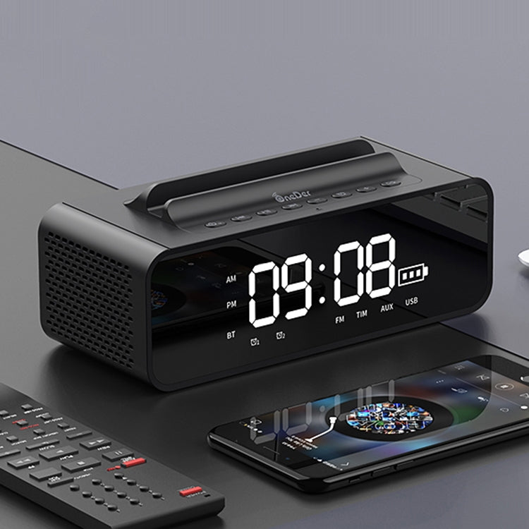 Oneder V06 Smart Sound Box Wireless Bluetooth Speaker, LED Screen Alarm Clock, Support Hands-free & FM & TF Card & AUX & USB Drive (Black) - free shipping - PMC Jewellery - Order now!