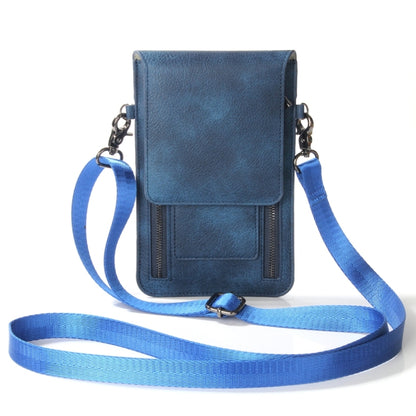 6.3 inch and Below Universal PU Leather Double Zipper Shoulder Carrying Bag with Card Slots & Wallet for Sony, Huawei, Meizu, Lenovo, ASUS, Cubot, Oneplus, Dreami, Oukitel, Xiaomi, Ulefone, Letv, DOOGEE, Vkworld, and other Smartphones (Dark Blue) - More iPhone Cases by PMC Jewellery | Online Shopping South Africa | PMC Jewellery | Buy Now Pay Later Mobicred