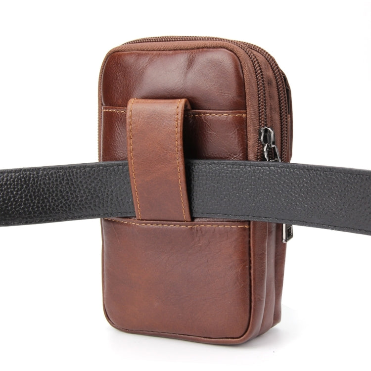 6.3 inch and Below Universal Crazy Horse Texture Genuine Leather Men Vertical Style Case Waist Bag with Belt Hole for Sony, Huawei, Meizu, Lenovo, ASUS, Cubot, Oneplus, Xiaomi, Ulefone, Letv, DOOGEE, Vkworld, and other Smartphones(Brown) - More iPhone Cases by PMC Jewellery | Online Shopping South Africa | PMC Jewellery | Buy Now Pay Later Mobicred