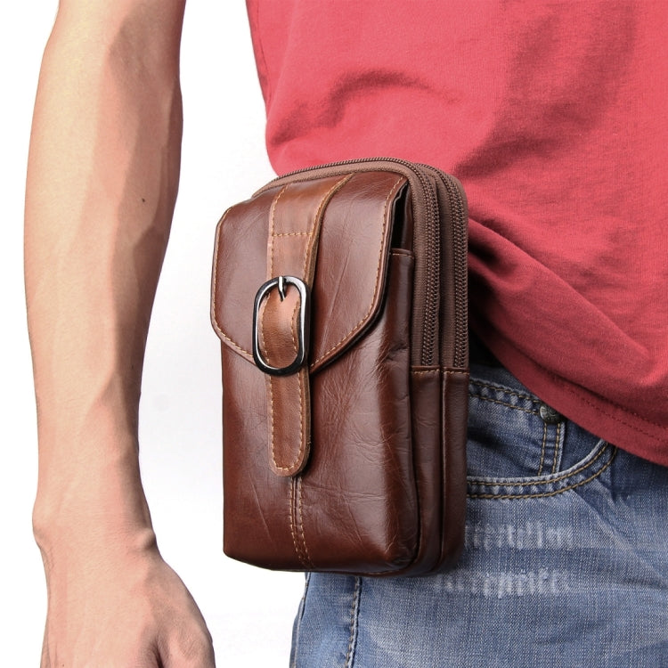 6.3 inch and Below Universal Crazy Horse Texture Genuine Leather Men Vertical Style Case Waist Bag with Belt Hole for Sony, Huawei, Meizu, Lenovo, ASUS, Cubot, Oneplus, Xiaomi, Ulefone, Letv, DOOGEE, Vkworld, and other Smartphones(Brown) - More iPhone Cases by PMC Jewellery | Online Shopping South Africa | PMC Jewellery | Buy Now Pay Later Mobicred