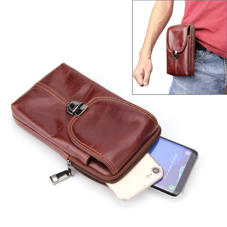 6.3 inch and Below Universal Crazy Horse Texture Genuine Leather Men Vertical Style Case Waist Bag with Belt Hole for Sony, Huawei, Meizu, Lenovo, ASUS, Cubot, Oneplus, Xiaomi, Ulefone, Letv, DOOGEE, Vkworld, and other Smartphones(Brown) - More iPhone Cases by PMC TechLife | Online Shopping South Africa | PMC TechLife | Buy Now Pay Later Mobicred