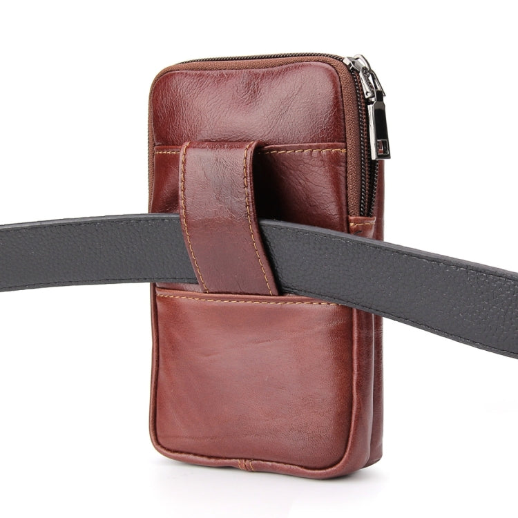6.3 inch and Below Universal Crazy Horse Texture Genuine Leather Men Vertical Style Case Waist Bag with Belt Hole for Sony, Huawei, Meizu, Lenovo, ASUS, Cubot, Oneplus, Xiaomi, Ulefone, Letv, DOOGEE, Vkworld, and other Smartphones(Brown) - More iPhone Cases by PMC TechLife | Online Shopping South Africa | PMC TechLife | Buy Now Pay Later Mobicred