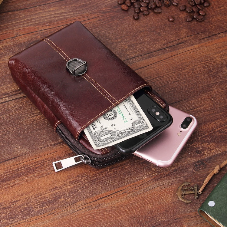 6.3 inch and Below Universal Crazy Horse Texture Genuine Leather Men Vertical Style Case Waist Bag with Belt Hole for Sony, Huawei, Meizu, Lenovo, ASUS, Cubot, Oneplus, Xiaomi, Ulefone, Letv, DOOGEE, Vkworld, and other Smartphones(Brown) - More iPhone Cases by PMC TechLife | Online Shopping South Africa | PMC TechLife | Buy Now Pay Later Mobicred