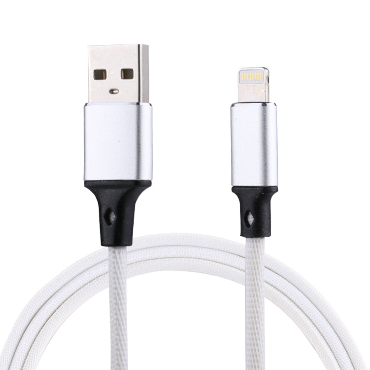 1m 2A USB to 8 Pin Nylon Weave Style Data Sync Charging Cable(White) - Normal Style Cable by PMC Jewellery | Online Shopping South Africa | PMC Jewellery | Buy Now Pay Later Mobicred