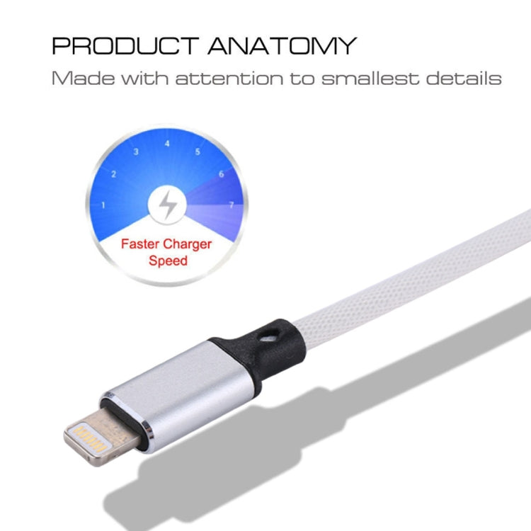 1m 2A USB to 8 Pin Nylon Weave Style Data Sync Charging Cable(White) - Normal Style Cable by PMC Jewellery | Online Shopping South Africa | PMC Jewellery | Buy Now Pay Later Mobicred