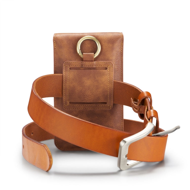 DG.MING Universal Cowskin Leather Protective Case Waist Bag with Card Slots & Hook, For iPhone, Samsung, Sony, Huawei, Meizu, Lenovo, ASUS, Oneplus, Xiaomi, Cubot, Ulefone, Letv, DOOGEE, Vkworld, and other Smartphones Below 5.2 inch(Brown) - More iPhone Cases by DG.MING | Online Shopping South Africa | PMC Jewellery | Buy Now Pay Later Mobicred