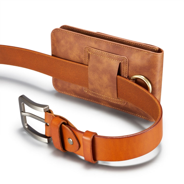 DG.MING Universal Cowskin Leather Protective Case Waist Bag with Card Slots & Hook, For iPhone, Samsung, Sony, Huawei, Meizu, Lenovo, ASUS, Oneplus, Xiaomi, Cubot, Ulefone, Letv, DOOGEE, Vkworld, and other Smartphones Below 5.2 inch(Brown) - More iPhone Cases by DG.MING | Online Shopping South Africa | PMC TechLife | Buy Now Pay Later Mobicred