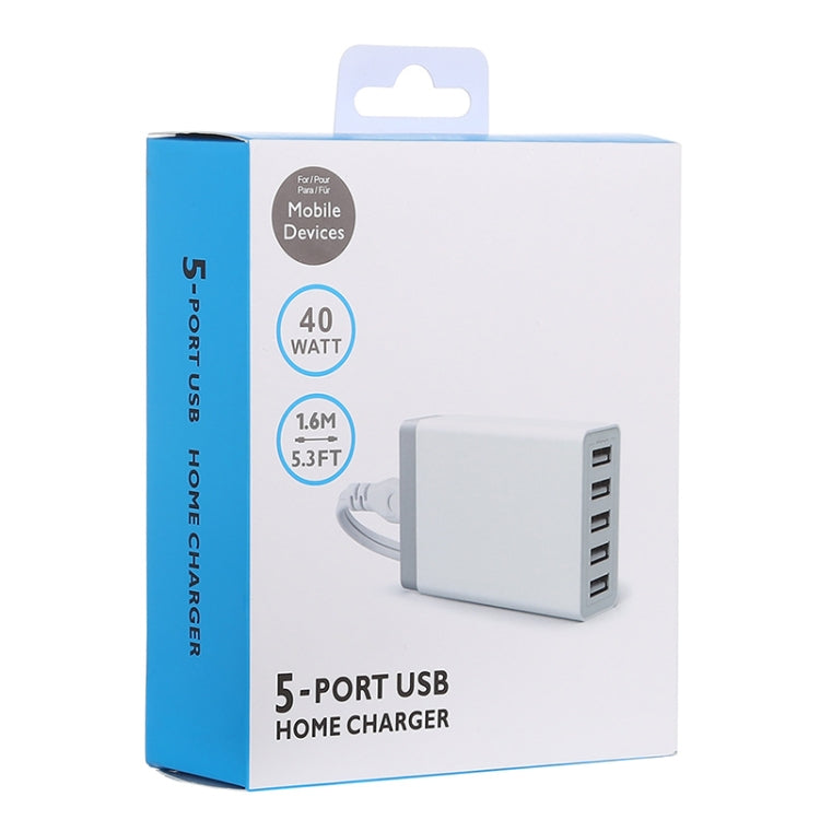 XBX09 40W 5V 8A 5 USB Ports Quick Charger Travel Charger, EU Plug(EU Plug) - Multifunction Charger by PMC Jewellery | Online Shopping South Africa | PMC Jewellery | Buy Now Pay Later Mobicred