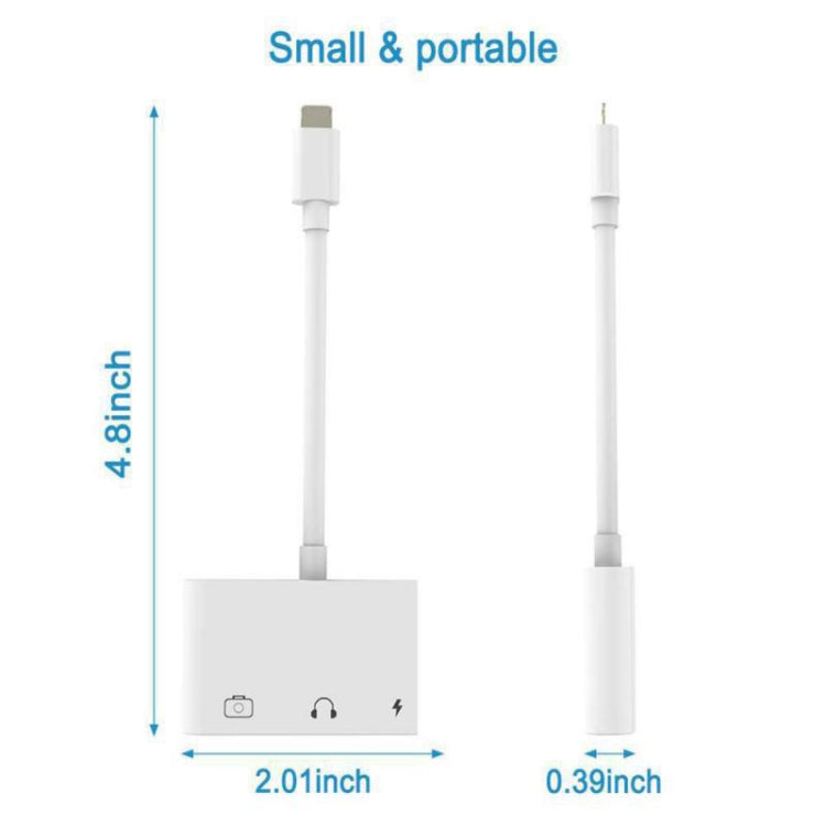 3 in 1 Multi-function 8 Pin + 3.5mm + USB 3.0 OTG to 8 Pin Male Fast Charging & Music Audio & Card Reading Adapter (White) - Converter & Adapter by PMC TechLife | Online Shopping South Africa | PMC TechLife