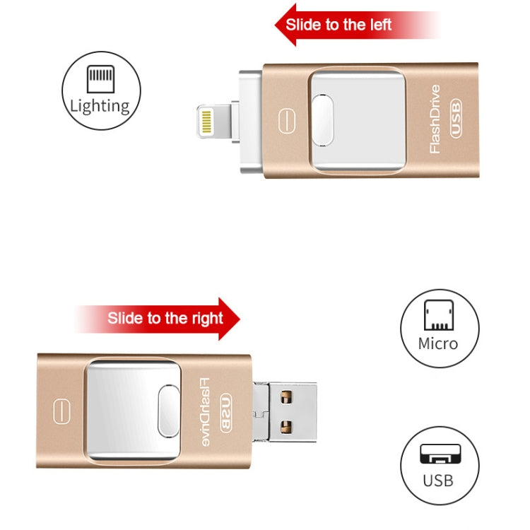 128GB USB 3.0 + 8 Pin + Mirco USB Android iPhone Computer Dual-use Metal Flash Drive (Black) - U Disk & Card Reader by PMC Jewellery | Online Shopping South Africa | PMC Jewellery | Buy Now Pay Later Mobicred