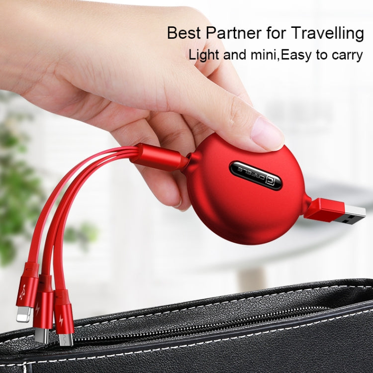 CAFELE 3 In 1 8 Pin + Micro USB + Type-C / USB-C Charging Data Cable, Length: 1.2m(Red) - Multifunction Cable by CAFELE | Online Shopping South Africa | PMC Jewellery | Buy Now Pay Later Mobicred