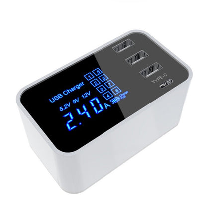 CDA30 20W 3 USB Ports + USB-C / Type-C Ports Multi-function Charger with LED Display, EU Plug - Multifunction Charger by PMC Jewellery | Online Shopping South Africa | PMC Jewellery | Buy Now Pay Later Mobicred