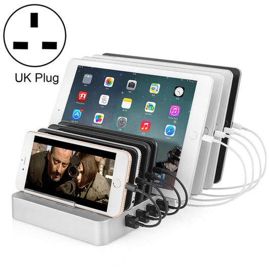 X6 96W 2.4A 8 USB Ports Smart Charger with Detachable Bezel, UK Plug(White) - Multifunction Charger by PMC Jewellery | Online Shopping South Africa | PMC Jewellery | Buy Now Pay Later Mobicred