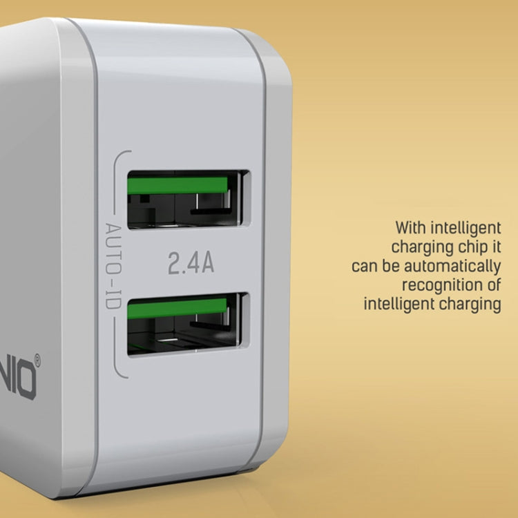 LDNIO A2201 2.4A Dual USB Charging Head Travel Direct Charge Mobile Phone Adapter Charger With Micro Data Cable (US Plug) - free shipping - PMC Jewellery - Order now!