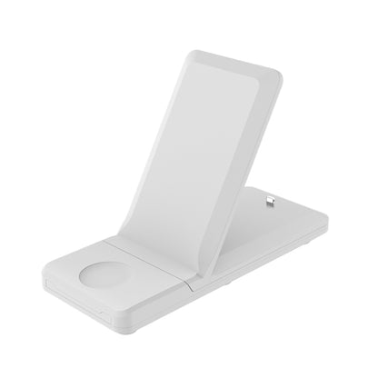 H6 3 in 1 Portable Folding Wireless Charger for iPhone + iWatch + AirPods(White) - Wireless Charger by PMC Jewellery | Online Shopping South Africa | PMC Jewellery | Buy Now Pay Later Mobicred