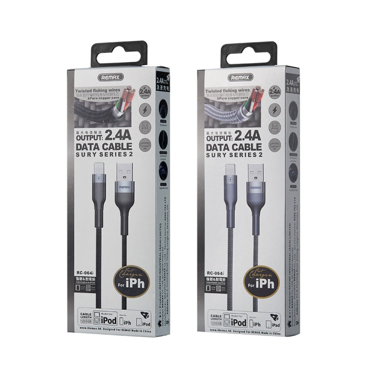 REMAX RC-064i Sury 2 Series 1m 2.4A USB to 8 Pin Data Cable for iPhone, iPad(Silver) - Normal Style Cable by REMAX | Online Shopping South Africa | PMC Jewellery | Buy Now Pay Later Mobicred